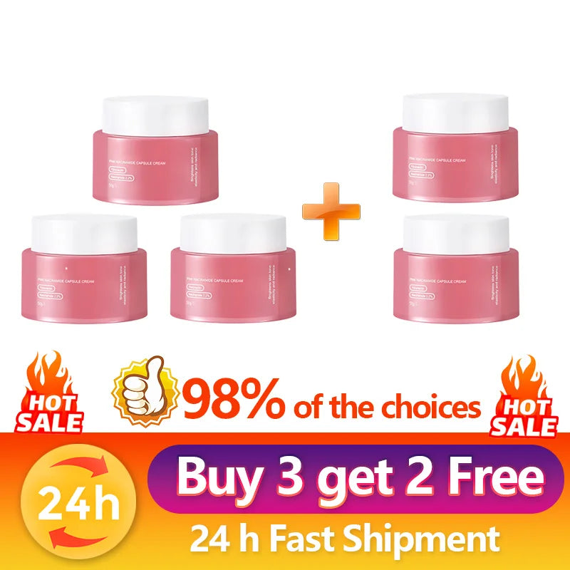 Pink Collagen PDRN Capsule Cream with Niacinamide Cream for Uneven Skin Tone Lightweight Face Moisturizer Non Greasy Care