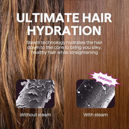 Pro Steam Hair Straightener Brush, Steamline Pro 3-In-1 Straightening Brush for Curly Hair, Fast Salon Results with Less Damage, Anti-Frizz and Hair Nourishment