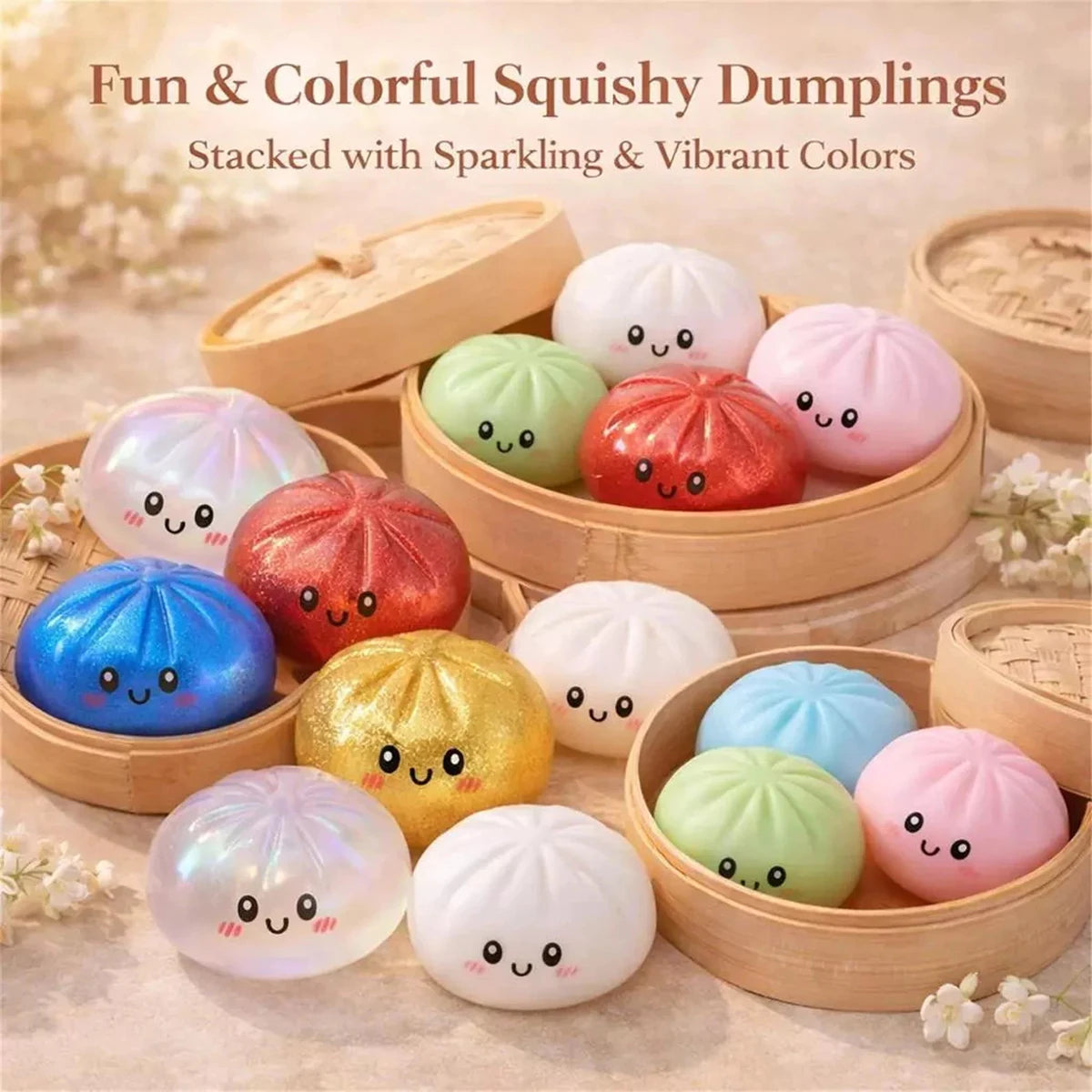 1~3Pcs Dumpling Pressure Squishies Cute Colorful Bun Ball Slow Rising Stress Relief Fidget Toy for Kids Adults Anti-Anxiety Gift