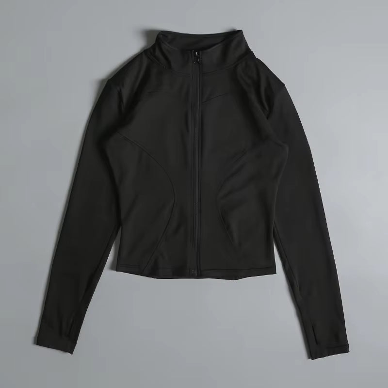 Women Zip Fitness Yoga Shirt Long Sleeve Sports Jacket Gym Top Activewear Running Coats Workout Clothes Woman