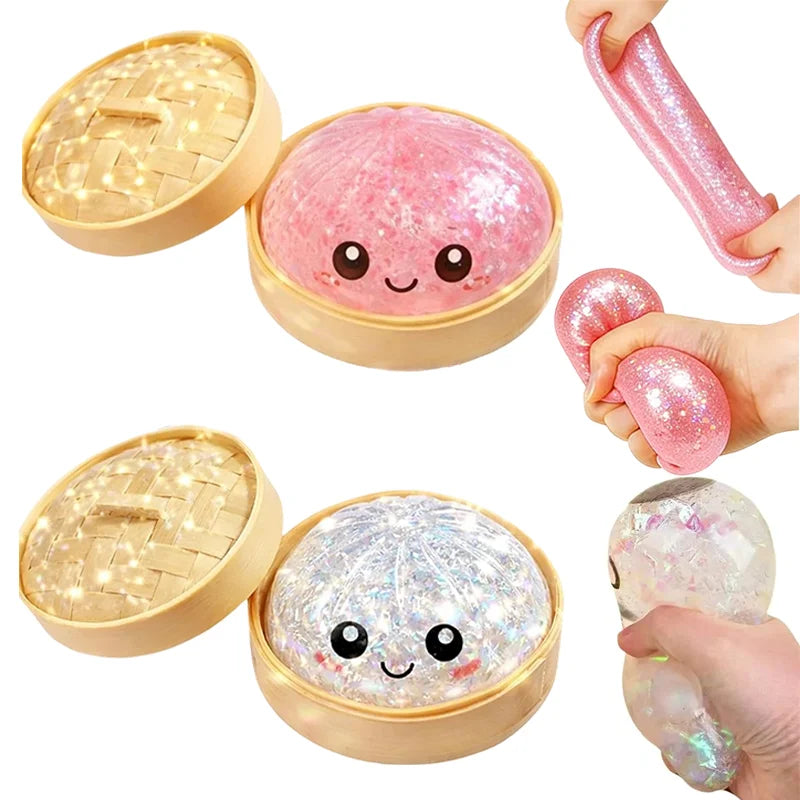 1~3Pcs Dumpling Pressure Squishies Cute Colorful Bun Ball Slow Rising Stress Relief Fidget Toy for Kids Adults Anti-Anxiety Gift