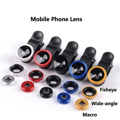 3In1 Fisheye Wide Angle Micro Camera Lens for Iphone Xiaomi Redmi 3In1 Zoom Fish Eye Len on Smartphone Lenses with Phone Clip