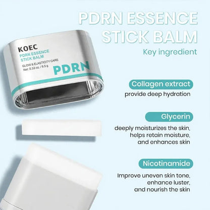 KOEC Portable PDRN Essence Stick Balm Collagen Niacinamide Glycerin, Moisturizing Glowing Firming Anti-Wrinkle Elasticity Boost