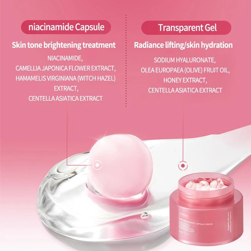 Pink Collagen PDRN Capsule Cream with Niacinamide Cream for Uneven Skin Tone Lightweight Face Moisturizer Non Greasy Care