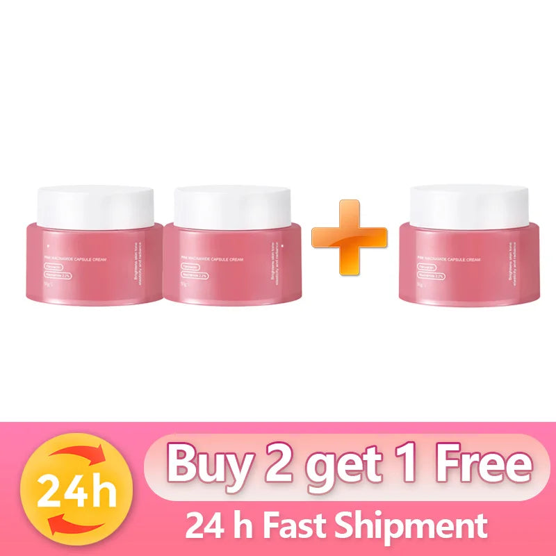 Pink Collagen PDRN Capsule Cream with Niacinamide Cream for Uneven Skin Tone Lightweight Face Moisturizer Non Greasy Care
