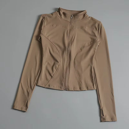 Women Zip Fitness Yoga Shirt Long Sleeve Sports Jacket Gym Top Activewear Running Coats Workout Clothes Woman