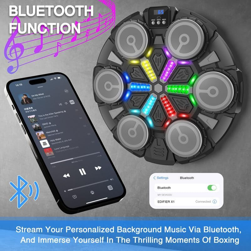 Music Boxing Machine Sport Toys for Kids and Adults,Wall Mounted Bluetooth Smart Punching Target,Training Pad Toy with Boxing Glove,Ideas Toys for Boys Girls Kids 3 4 5 6 7 8 9 10 11 12+ Years Old
