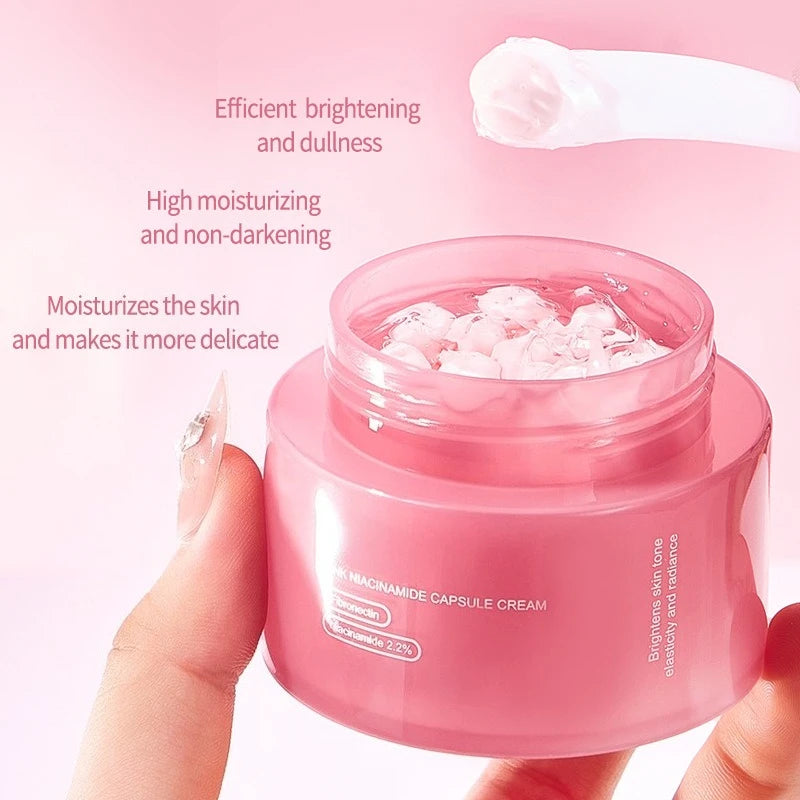 Pink Collagen PDRN Capsule Cream with Niacinamide Cream for Uneven Skin Tone Lightweight Face Moisturizer Non Greasy Care