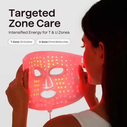 Red Light Therapy Mask for Face, Glow Time LED Face Mask Light Therapy for Anti-Fine Line, Acne, Skin Rejuvenation with Red, Near-Infrared Light, Blue and Amber Light Therapy (White)