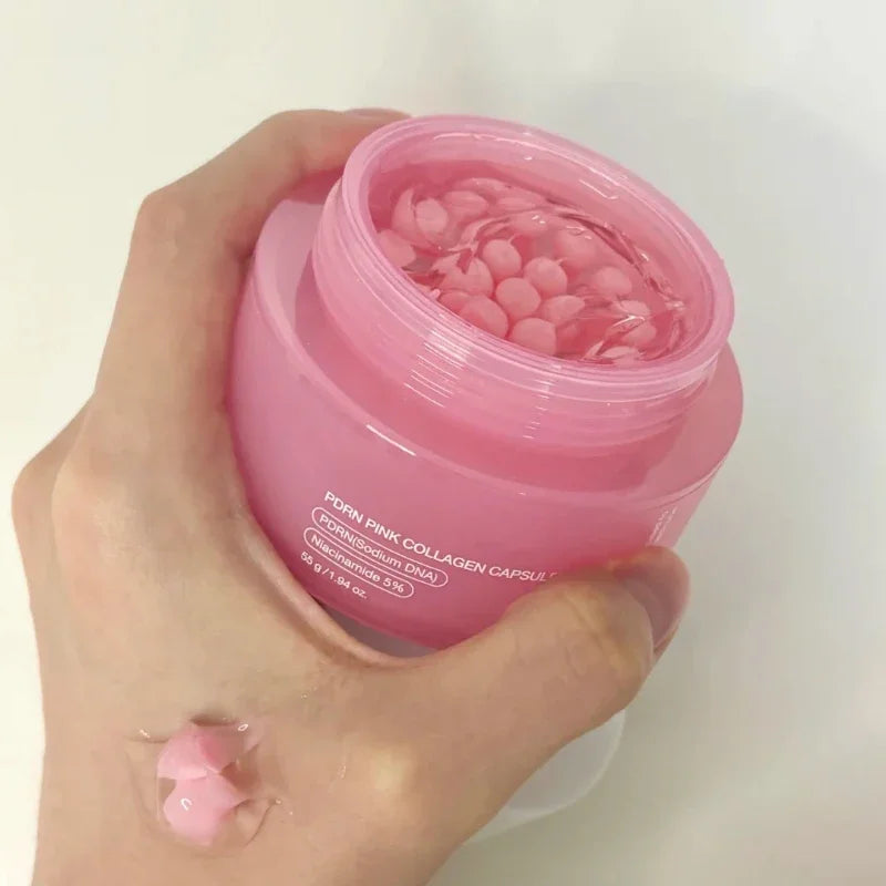 Pink Collagen PDRN Capsule Cream with Niacinamide Cream for Uneven Skin Tone Lightweight Face Moisturizer Non Greasy Care