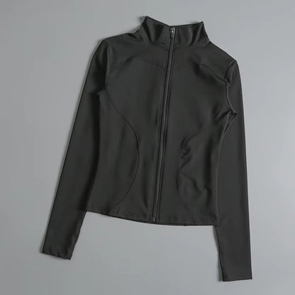 Women Zip Fitness Yoga Shirt Long Sleeve Sports Jacket Gym Top Activewear Running Coats Workout Clothes Woman