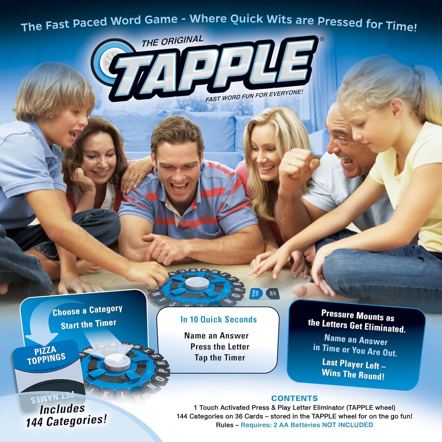 the Original TAPPLE, the Fast-Paced Family Board Game,Choose a Category & Race against the Timer to Be the Last Player,Learning Word Game for Ages 8 & Up, 2-8 Players, 15-20 Minute Play Time