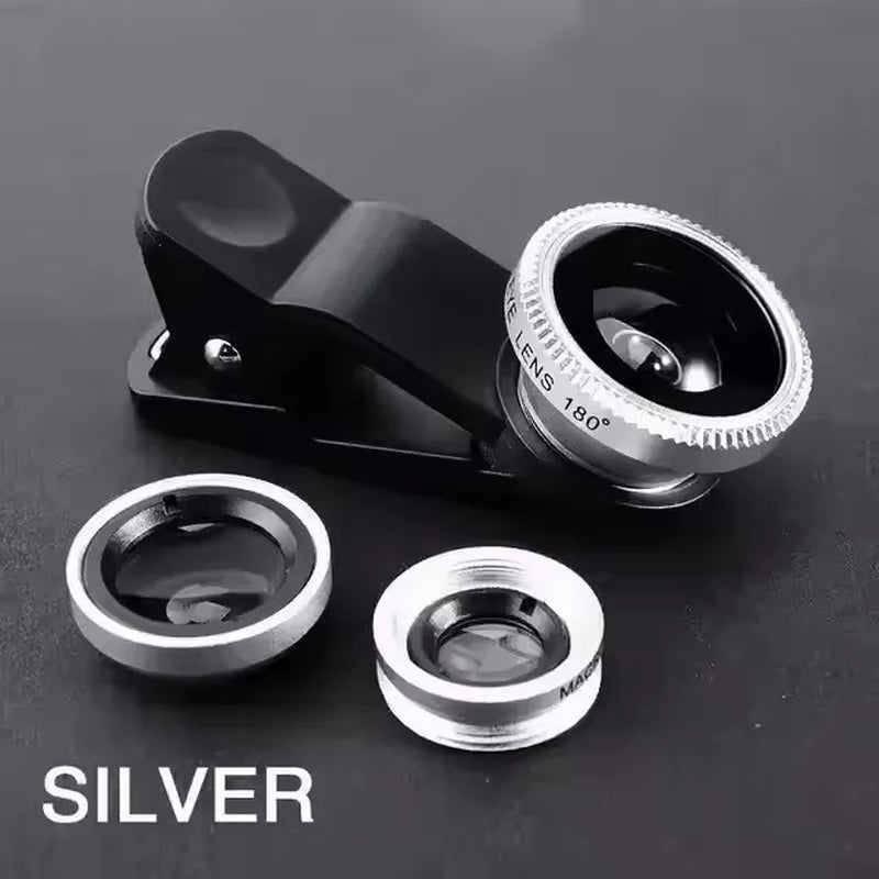 3In1 Fisheye Wide Angle Micro Camera Lens for Iphone Xiaomi Redmi 3In1 Zoom Fish Eye Len on Smartphone Lenses with Phone Clip