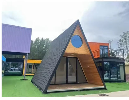 Customized Prefab Triangle House 20Ft 40Ft Portable Steel Frame Home with Sandwich Panel for Outdoor Camping Shelter