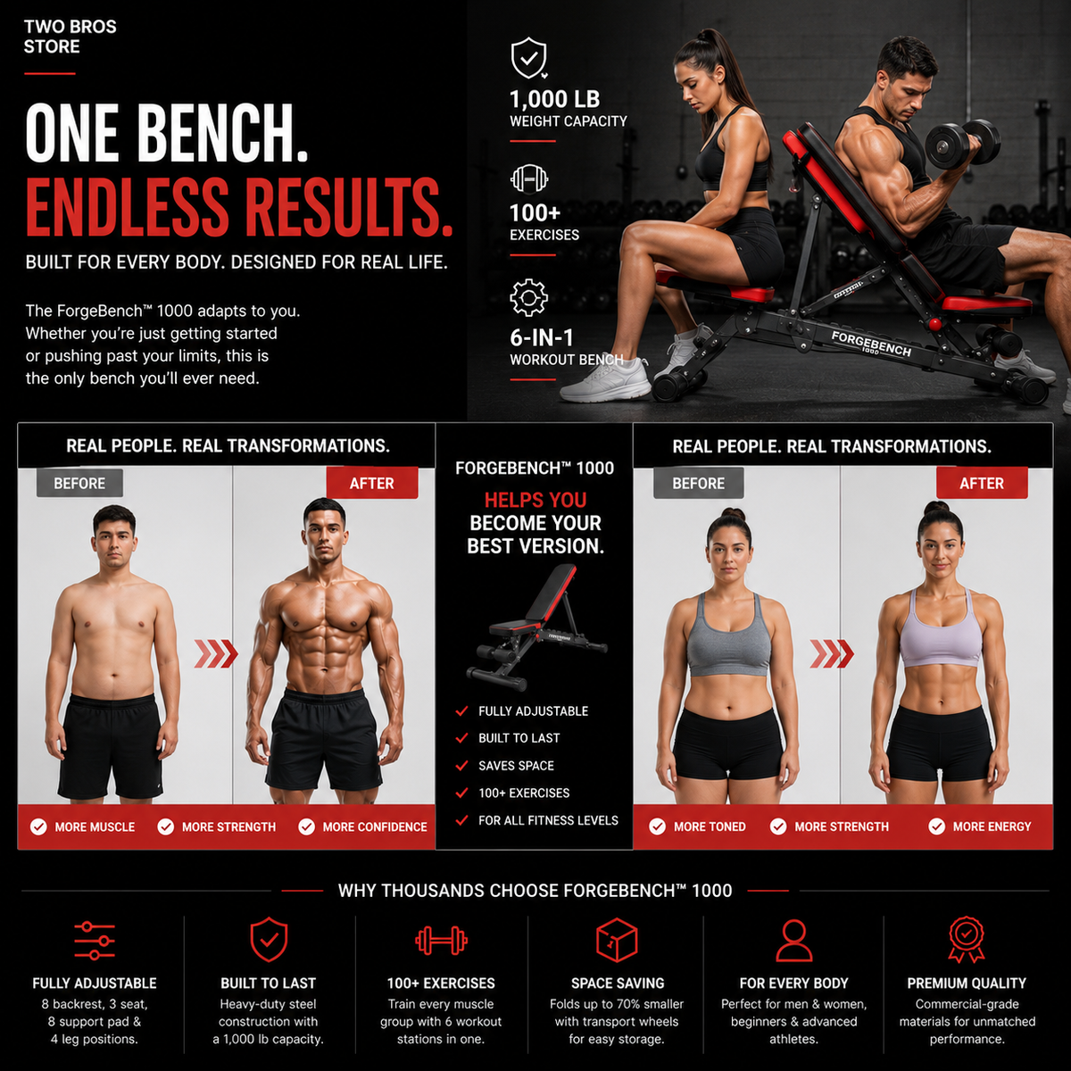 FlexBench™ Pro 1000 / Home Gym Premium 6-in-1