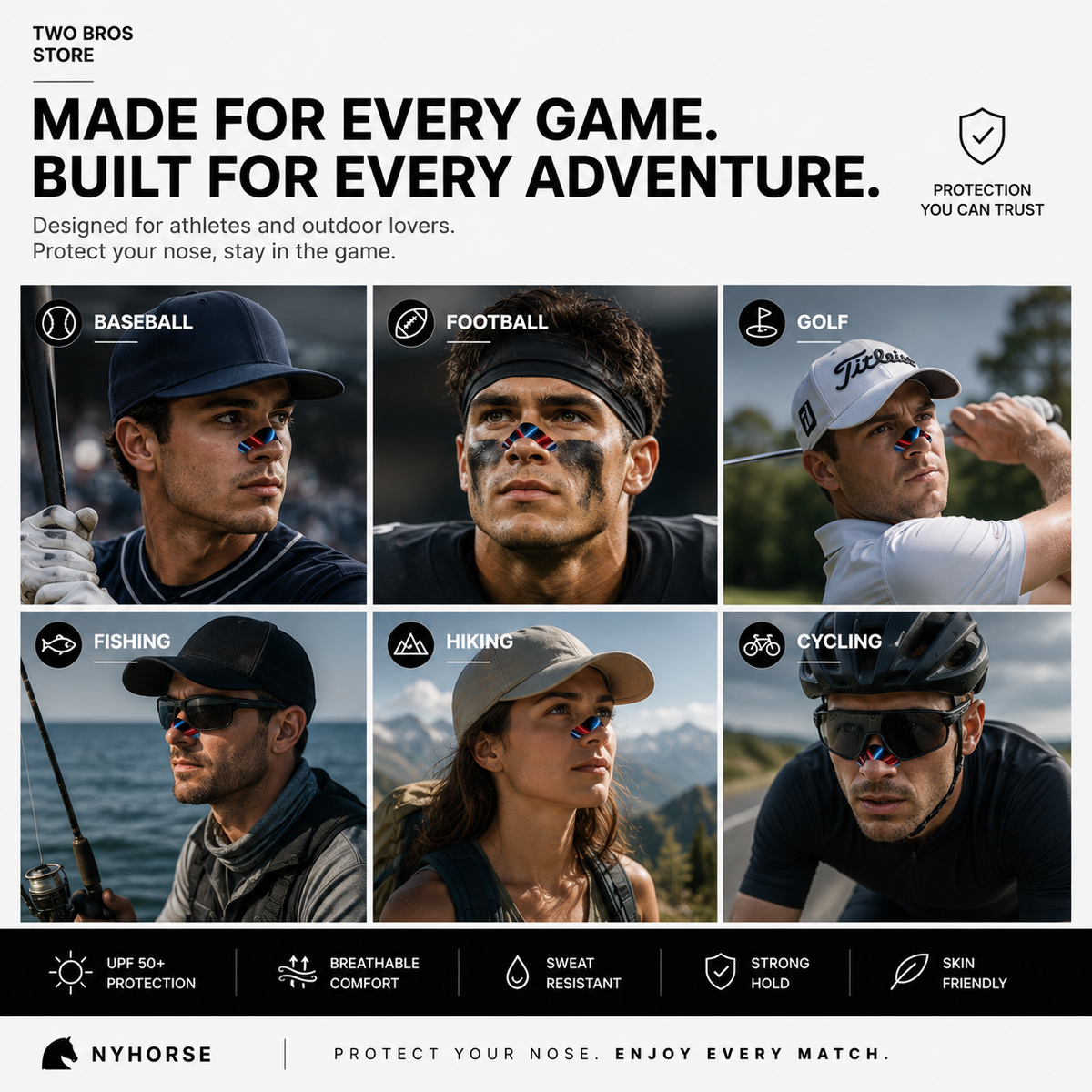 ANYHORSE™ SportShield UV Nose Strips