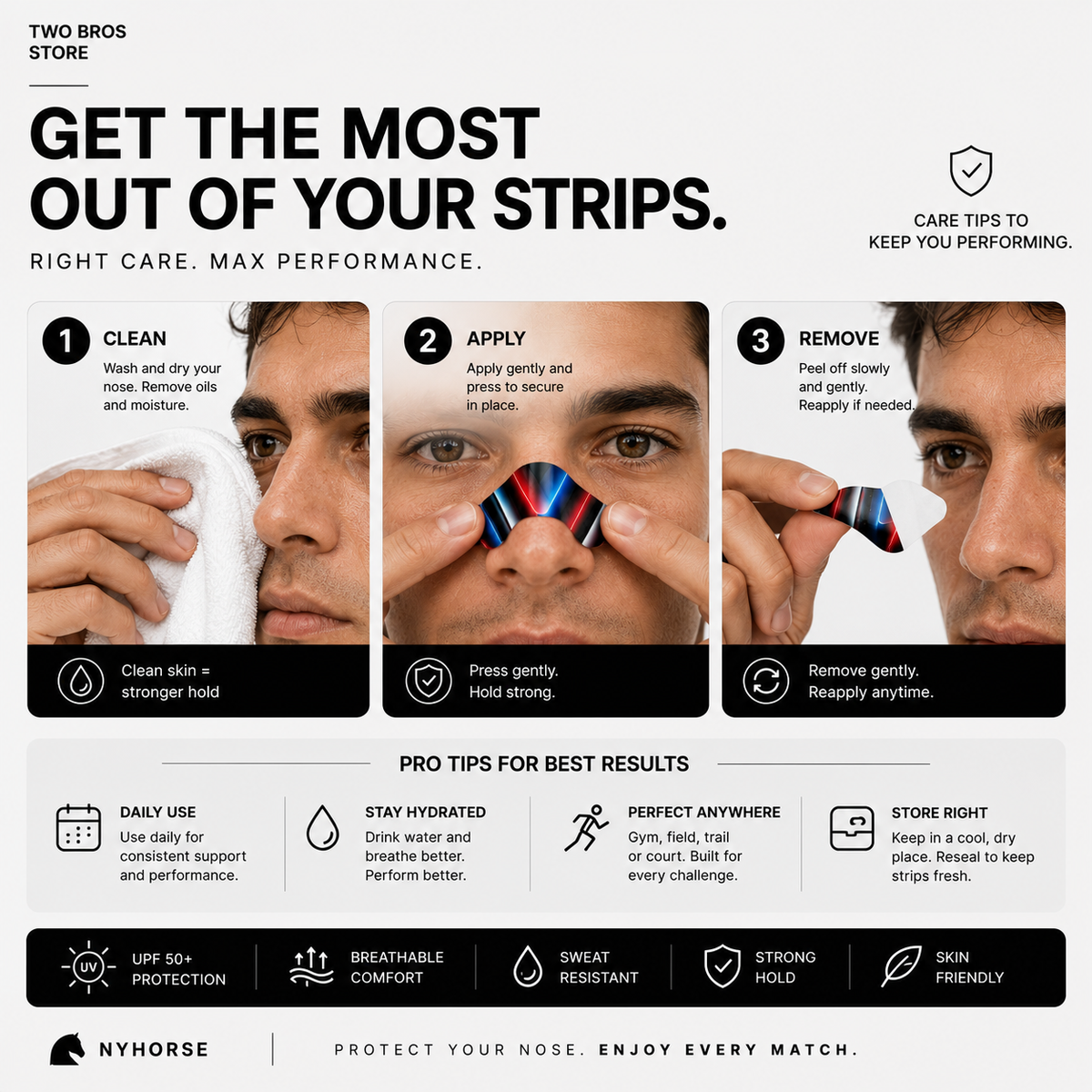 ANYHORSE™ SportShield UV Nose Strips