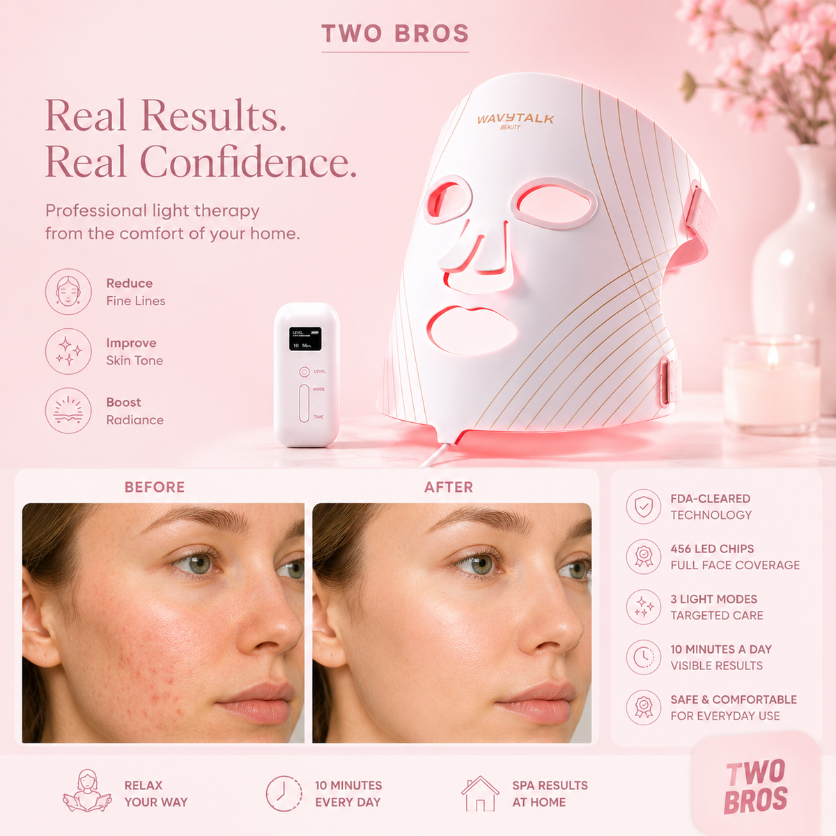 The Best Red Light Therapy Mask for Face / WAVYTALK™