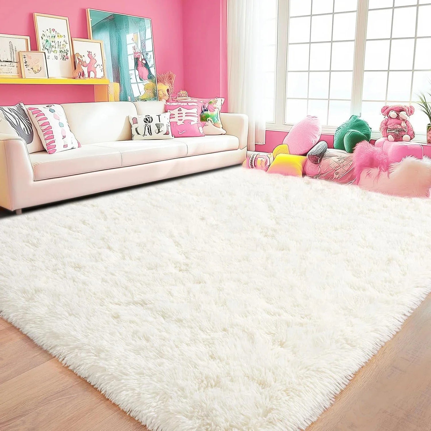 Minimalist Shaggy Living Room Rug, Soft and Fluffy Area Rug, Bedroom Dormitory Children'S Room Carpet, Home Decor