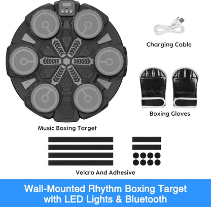 Music Boxing Machine Sport Toys for Kids and Adults,Wall Mounted Bluetooth Smart Punching Target,Training Pad Toy with Boxing Glove,Ideas Toys for Boys Girls Kids 3 4 5 6 7 8 9 10 11 12+ Years Old