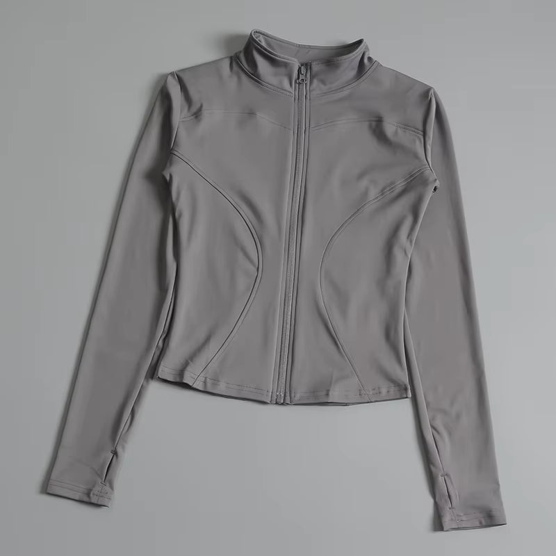 Women Zip Fitness Yoga Shirt Long Sleeve Sports Jacket Gym Top Activewear Running Coats Workout Clothes Woman