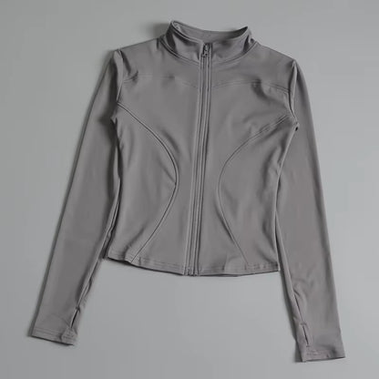 Women Zip Fitness Yoga Shirt Long Sleeve Sports Jacket Gym Top Activewear Running Coats Workout Clothes Woman