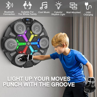 Music Boxing Machine Sport Toys for Kids and Adults,Wall Mounted Bluetooth Smart Punching Target,Training Pad Toy with Boxing Glove,Ideas Toys for Boys Girls Kids 3 4 5 6 7 8 9 10 11 12+ Years Old