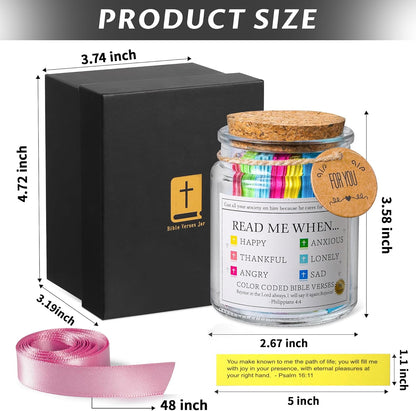 Bible Verse Jar, Read Me When Bible Verses Jar for Daily Encouragement - Christian Gifts for Women, Mothers Day Gift for Mom, Birthday Gifts, Graduation Gift, Prayer Cards with a 48-Inch Ribbon Bow