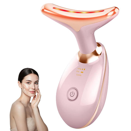 Facial Massager, 7 Color Face and Neck Massager for Skin Care, Portable Beauty Skin Care Tools, Pink