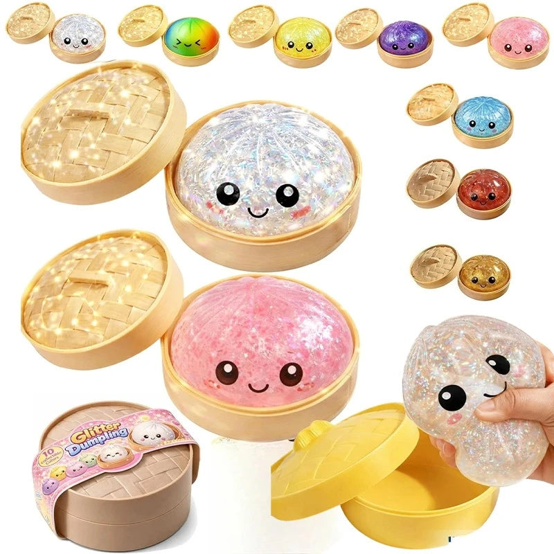 1~3Pcs Dumpling Pressure Squishies Cute Colorful Bun Ball Slow Rising Stress Relief Fidget Toy for Kids Adults Anti-Anxiety Gift