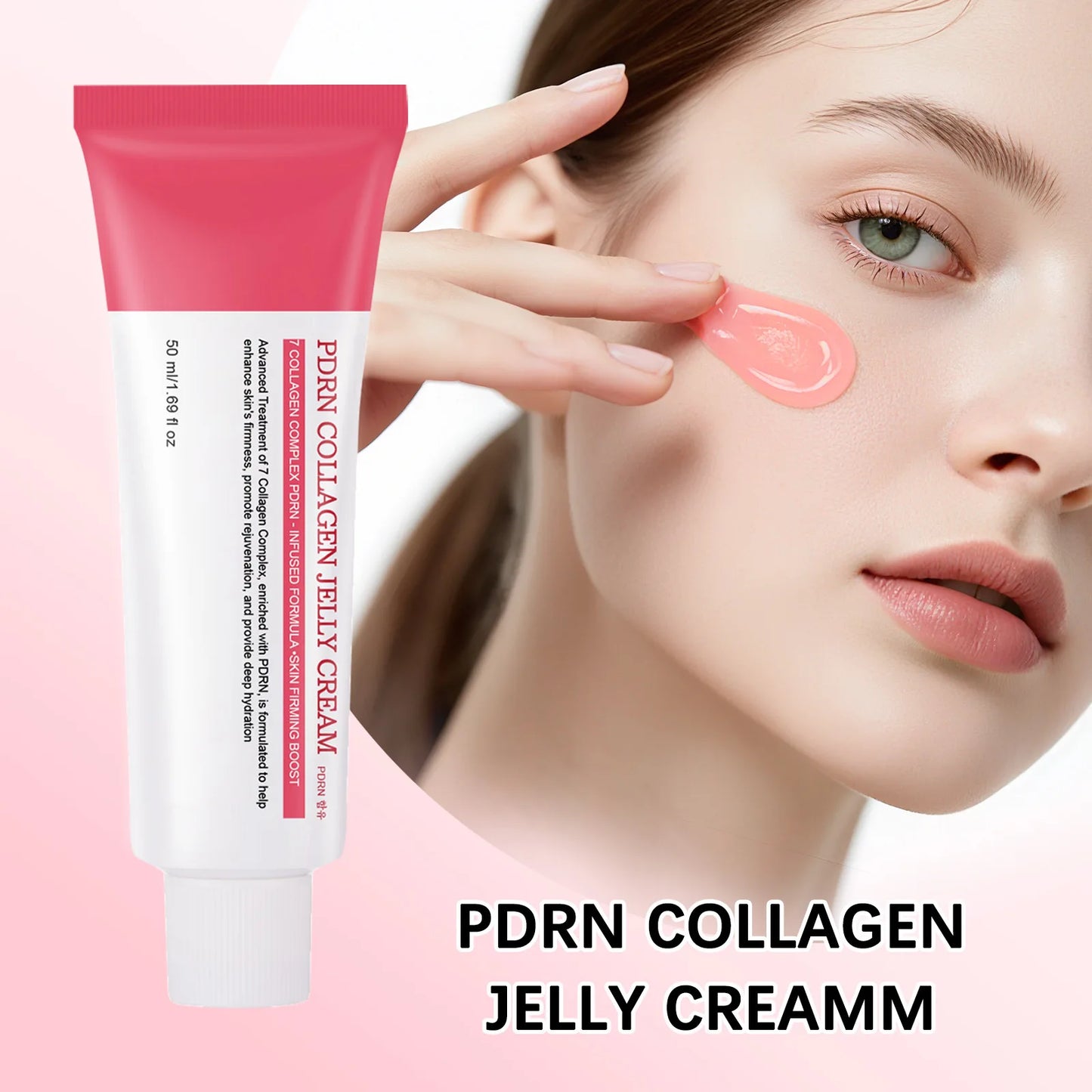 PDRN Collagen Jelly Cream with Hyaluronic Acid Anti-Wrinkle Firming Moisturizing Plumping Even Skin Tone Facial Skin Care